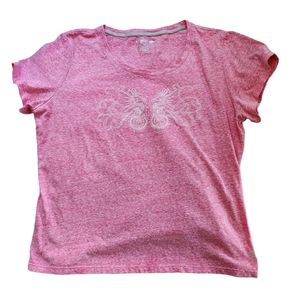 Reel Legends Women's Seahorse Design Red Tshirt Size PXL C42